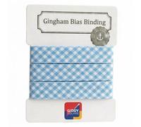 Premium Yarn Dyed Polycotton Gingham Bias Binding Tape 30mm Sky Blue Large Gingham 10m - Strong Smooth Hardwearing Woven Check Trim for Quilting, Bunting & Edging - Machine Washable - Giddy Square