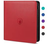 Premium Zip Card Binder 12 Pocket, Fabmaker 912 Pockets Trading Card Binder, PU Zipper Card Collection Album, Sturdy Side-Loading Card Book Holder for MTG, TCG, Game Cards, Sports Cards, Red