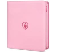 Premium Zip Card Binder 12 Pocket, Fabmaker 912 Pockets Trading Card Binder, PU Zipper Card Collection Album, Sturdy Side-Loading Card Book Holder for Game & Sports Cards, Pink
