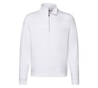 Premium Zip Neck Heather Sweatshirt Fruit Of The Loom White S