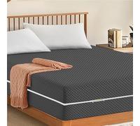 Premium Zipped Mattress Protector Full Encasement Anti Bed Bug Mattress Zip Cover 30cm Deep & Hypoallergenic Matress Covers with Double Side Zipper Closure (Dark Grey, Super King)