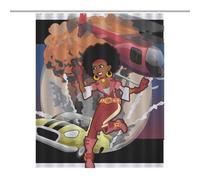 PremiumBattle Heroines, Planes And Cars, Artillery, Animation Fabric Shower Curtain with 12 C-Shaped Hooks, Stainless Grommets, Splash Guard - Curtains with Hooks, Shower Curtain with Hooks, Washable