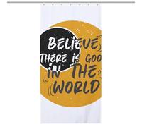 PremiumBelieve There Is Good in The World-yellow-black-T-shirt-sweatshirt Fabric Shower Curtain with 12 C-Shaped Hooks, Stainless Grommets, Splash Guard - Curtains with Hooks, Shower Curtain with Hook