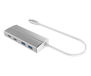 PremiumCord 10Gigabit USB-C Hub to 2 x USB 3.1 Type C + 2 x USB 3.0, Aluminium Housing, 10 Gbps, SuperSpeed USB 3.1 Type C, Colour Black, Length 20 cm