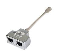 PremiumCord 15cm Modular RJ45 Splitter, 1 ISDN + 1 RJ45 Port, Cat5, Shielded, 10/100Base-T, Connects Computer Network & ISDN Telephone