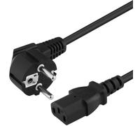 PremiumCord 230V 2m Power Cable, Angled Grounding Contact Power Cable to C13 Plug, IEC C13 3-Pin PC Supply, Black