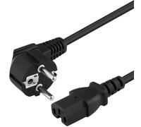 PremiumCord 2m 230V Power Cable with One Angle Grounding Contact for Socket C15, IEC 320, PC Power Cable 3 Pin Black