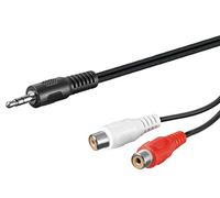 PremiumCord 2m Jack to RCA Y Cable, 3.5mm Male to 2x RCA Female, Black, Audio Cable for Digital Camera, TV, Mobile Phones, MP3, HiFi