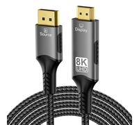 PremiumCord 8K Cable DisplayPort 1.4 to HDMI 2.1, Male to Male, Resolution 8K@60Hz, 4K@144Hz, Full HD 1080p, HDCP2.2, Colour: Black, Length: 2m