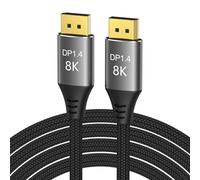 PremiumCord 8K DisplayPort 1.4 Cable M/M 5 m, Male to Male, 32.4 Gbps, Video UHD 8K @ 60Hz, 5K @ 60Hz, 4K @ 144Hz, HDCP 2.2, Gold-Plated Connectors, Textile Cable Braid