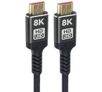 PremiumCord 8K Ultra High Speed HDMI 2.1 Cable M/M 48Gbps with Ethernet, Video Resolution 8K @ 60Hz, Deep Colour, 3D, EDID, ARC, HDR, 3x Shielded, Textile Cable Braid, Gold-Plated, Length 1.5 m