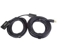 PremiumCord Active USB Extension Cable with Repeater 10 m, USB A Female to A Male, USB 2.0 High Speed Cable, 2x Shielded, AWG20/28, Colour Black, Length 10 m