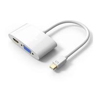 PremiumCord Adapter Mini DisplayPort to HDMI + VGA, Video 4K @ 30Hz UHD 2160p (via HDMI), Full HD 1080p 60Hz, Length: 20 cm, White