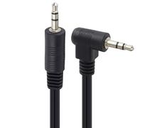 PremiumCord Connection Cable 1.5 m Jumper Plug 3.5 mm Stereo Jack Connector on Male 90 ° Aux Headset Audio Connection Cable for TV Phones MP3 HiFi Protected Black 0.5 m