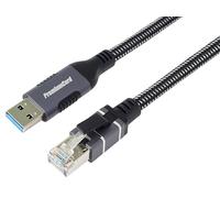 PremiumCord Ethernet Cable USB to RJ45 10/100/1000 Mbps CAT 6 FTP USB A Male to RJ45 Male USB 3.2 Gen 1 Heavy Duty Braided Cable Space Gray Length 2m
