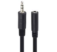 PremiumCord Extension Jack Cable 3.5 mm Length 5 m Jack 3.5 mm Male to Female Aux Headset Audio Extension Cable Shielded Colour Black kjackmf5