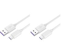 PremiumCord Fast Charging Cable, USB-C 1 m, Super Fast Charging 5A, USB 3.1 Type C Male to USB 2.0 Male, Fast Charging and Data Cable Suitable for Type C Devices, White, 1 m (Pack of 2)
