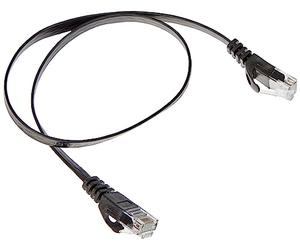 PremiumCord Flat Network Cable, Ethernet, LAN & Patch Cable Cat6, UTP, Fast Flexible & Robust RJ45 Cable 1Gbit/S, AWG30/7, Copper Cable 100% Cu, Black, 0.5 m