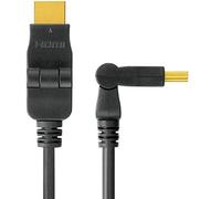 PremiumCord High Speed HDMI Cable 180° Rotatable 2 m, Compatible with Video Full HD 1080p, Deep Colour, 3D, ARC, HDR, 10.2 Gbps, Gold-Plated 180° Rotating Connectors, Black