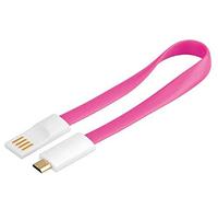 PremiumCord Magnet USB - Micro USB Connection Cable 20 cm, USB A Male to Micro B Male, USB 2.0 High Speed Data Cable, 5 Pins, 2 x Shielded, AWG28, Colour Pink, Length 20 cm
