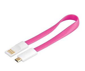 PremiumCord Magnet USB - Micro USB Connection Cable 20 cm, USB A Male to Micro B Male, USB 2.0 High Speed Data Cable, 5 Pins, 2 x Shielded, AWG28, Colour Pink, Length 20 cm
