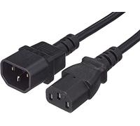 PremiumCord PC Power Extension 230V 2m, IEC 320 Extension Cable, Plug Socket, IEC 320 C13 for C14, Power Cable, Black