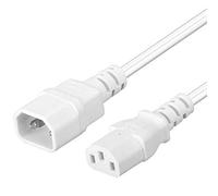 PremiumCord PC Power Extension 230V 2m, IEC 320 Extension Cord, Plug Socket, IEC 320 C13 for C14, Power Cable, Color White