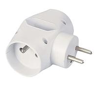 PremiumCord Power Adapter 230 V, 2 Round Outputs, 1 Flat Output, Child Safety, White