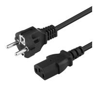 PremiumCord Power Cable 230V 2m with Grounding Contact for Socket C13, IEC 320, PC Power Cable 3 Pin Black Color