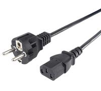 PremiumCord Power Cable 230V 2m with Grounding Contact for Socket C13, IEC 320, PC Power Cable 3 Pin Black Color