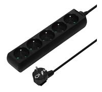 PremiumCord Power Strip 3 m 5-Way Extension Cable 230 V 5 French Sockets 45° Rotated Quality Multiple Socket with Child Safety Lock Colour Black PPA5-03BK without Power Switch