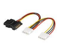 PremiumCord Power Supply for HDD Serial ATA, Hard Drive Power Cable with 2 x 5.25 Inch Sockets 15 cm