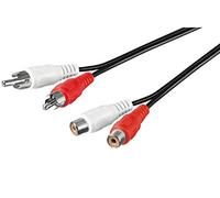 PremiumCord RCA Cable 5 m 2x RCA Male to 2x RCA Female Audio Extension Cable Stereo Audio for TV, Mobile Phones, MP3, HiFi, Colour Black