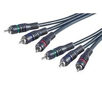 PremiumCord RCA Cable HQ 3x RCA Male to 3x RCA Male Quality Audio Video Connection Cable Stereo for TV, Mobile Phones, MP3, HiFi, Colour Black, 2 m