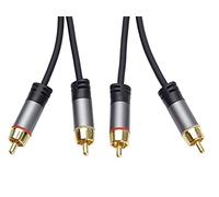 PremiumCord RCA HQ Cable 2 x RCA Male to 2 x RCA Male Audio Video Connection Cable for TV Mobile Phones MP3 HiFi Shielded Metal Connector M/M Length 5 m