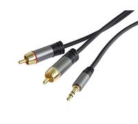 PremiumCord Stereo Jack to RCA Cable, Jack Plug 3.5 mm to 2 x RCA Male, for Digital Cameras, TV, Mobile Phones, MP3 HiFi, Shielded, Metal Connector, M/M, Length 5 m