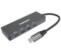 PremiumCord SuperSpeed USB C to 4X USB-C Hub USB 3.2 Gen 1, 5 Gbps, Charging 5V, Male to Female, Aluminium, Length 15 cm