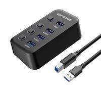 PremiumCord Superspeed USB Hub, 4x USB Type A, USB 3.2 Gen 1 5Gbps, Door Switch, Hot Lug, LED, Black, Cable Length 1 m