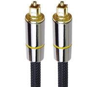 PremiumCord Toslink Optical Audio Cable 0.5 m Outer Diameter 7 mm Toslink Plug-On Plug Digital Cable for HiFi Stereo Soundable TV, HQ Audio, Metal Design + Nylon, Colour Black, Gold