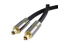 PremiumCord Toslink Optical Audio Cable 1 m Outer Diameter 7 mm Toslink Plug-On Plug Digital Cable for HiFi Stereo Soundable TV, HQ Audio, Metal Design + Nylon, Colour: Black, Gold