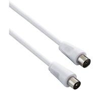 PremiumCord TV Aerial Cable for TV, 75 Ohms, IEC Plugin for Socket, Shielded DVB-C, DVB-T/T2, 4K UHD 2160p, Full HD 1080p 3D, White, Length 5 m