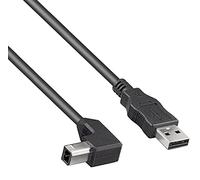 PremiumCord USB 2.0 High Speed Cable M/M 1 m, A Male to 90° B Male, USB Connection Cable for Scanners etc., Double Shielded, AWG28, Colour Black, Length 1 m
