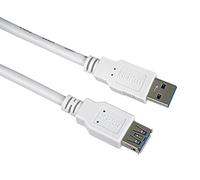PremiumCord USB 3.0 Extension Cable, Data Cable SuperSpeed up to 5 Gbit/S, Charging Cable, USB 3.0 Type A Female to Male, 9 Pin, 3x Shielded, Colour: White, Length: 3 m