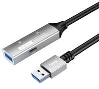 PremiumCord USB Active Extension Cable with Repeater 20 m, USB A Female to Male, USB 3.2 Gen 1 Super Speed 5 Gbit/s, 2x Shielded, AWG20/28, Aluminium Casing, Black, Length 20 m