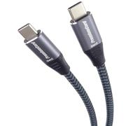 PremiumCord USB-C 3.2 Gen 2x2 Connection Cable, Data Cable SuperSpeed up to 20 Gbit/s, Charging Cable up to 5A, USB 3.2 Generation 2 x 2 Type C Plug, Colour Black/Grey, Length 0.5 m