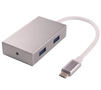 PremiumCord USB-C Hub to 4 x USB 3.0, Aluminium Housing, 5 Gbps, SuperSpeed USB 3.1 Type C Male to 4 x USB 3.0 Female, Length 25 cm