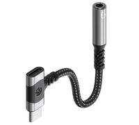 PremiumCord USB-C to Stereo Jack 3.5 mm and USB-C Adapter with DAC Chip, AUX Headphone Adapter, Compatible with All Android and iOS Devices, Silver, 10 cm