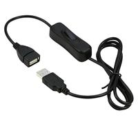 PremiumCord USB Extension Cable with Switch 1 m, Charging Cable, USB Type to Female to Male, Black, Length 1 m
