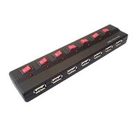 PremiumCord USB Hub 7 Port with Power Supply and Power Switch, USB 2.0 High Speed, Up to 480 Mbit/s