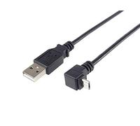 PremiumCord USB - Micro USB Connection Cable 1 m, USB A Male to Micro B Curved Connector 90°, USB 2.0 High Speed Data Cable 480 Mbit/s, 5 Pins, 2x Shielded, AWG28, Colour Black 90°, 1 m